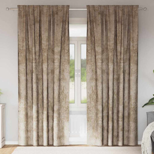 Vorhang mit Vorhängen 2 pcs Champagner 225 x 140 cm Samt