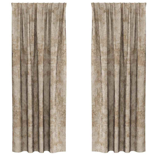Vorhang mit Vorhängen 2 pcs Champagner 225 x 140 cm Samt
