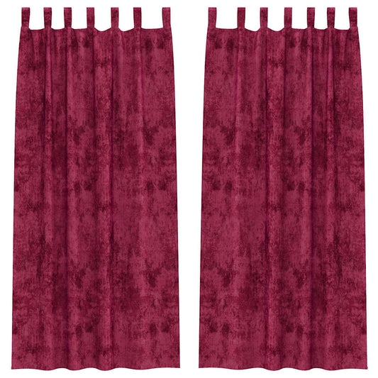 Vorhang mit Vorhängen 2 pcs Weinrot 225 x 140 cm Samt