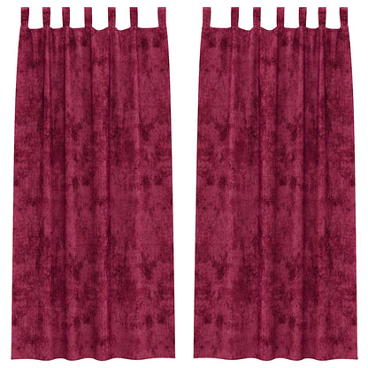 Vorhang mit Vorhängen 2 pcs Weinrot 260 x 140 cm Samt
