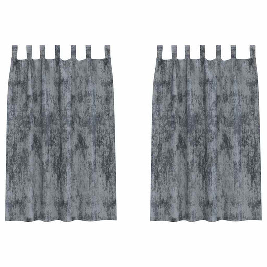 Vorhang mit Vorhängen 2 pcs Silbergrau 175 x 140 cm Samt