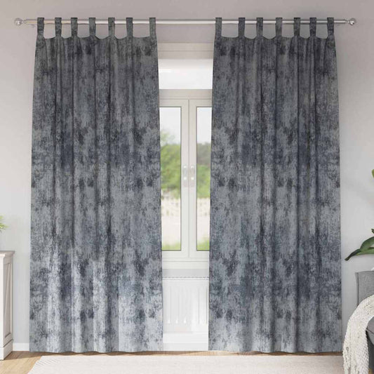 Vorhang mit Vorhängen 2 pcs Silbergrau 225 x 140 cm Samt