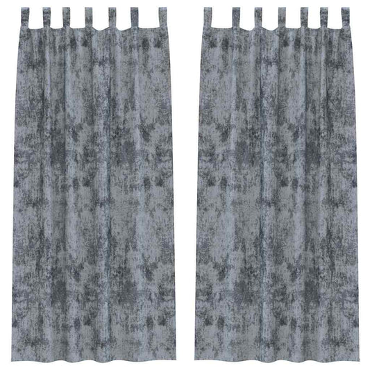Vorhang mit Vorhängen 2 pcs Silbergrau 225 x 140 cm Samt