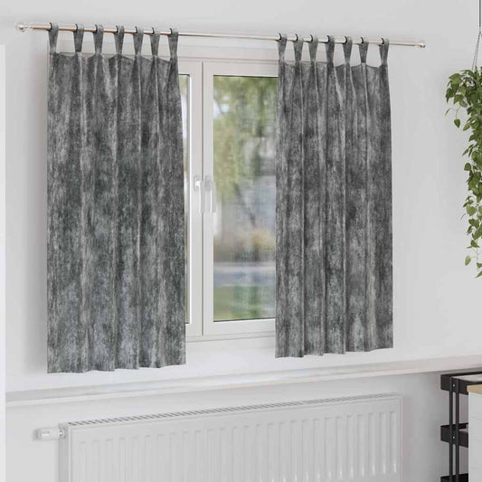 Vorhang mit Vorhängen 2 pcs Grau 175 x 140 cm Samt