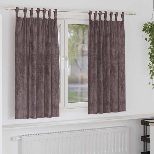 Vorhang mit Vorhängen 2 pcs Braun 175 x 140 cm Samt