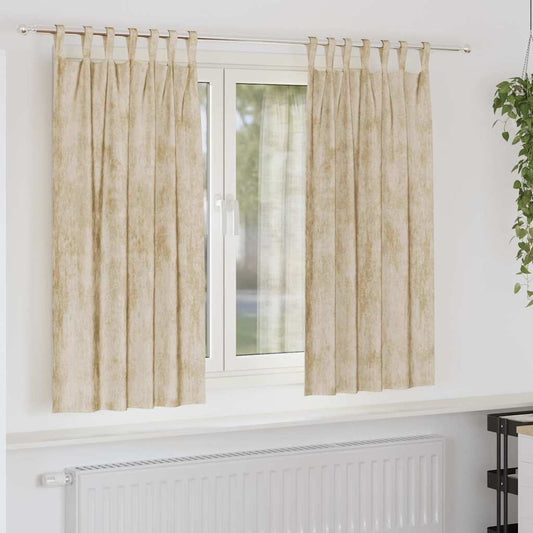 Vorhang mit Vorhängen 2 pcs Creme 175 x 140 cm Samt