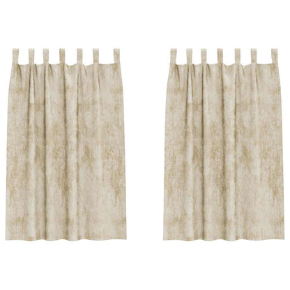 Vorhang mit Vorhängen 2 pcs Creme 175 x 140 cm Samt