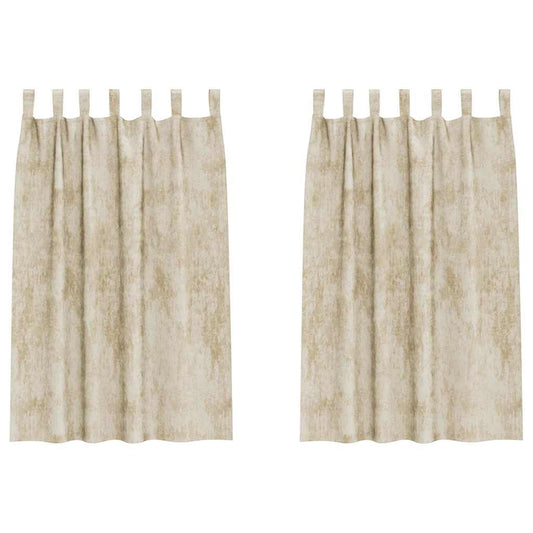 Vorhang mit Vorhängen 2 pcs Creme 175 x 140 cm Samt