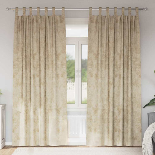 Vorhang mit Vorhängen 2 pcs Creme 225 x 140 cm Samt