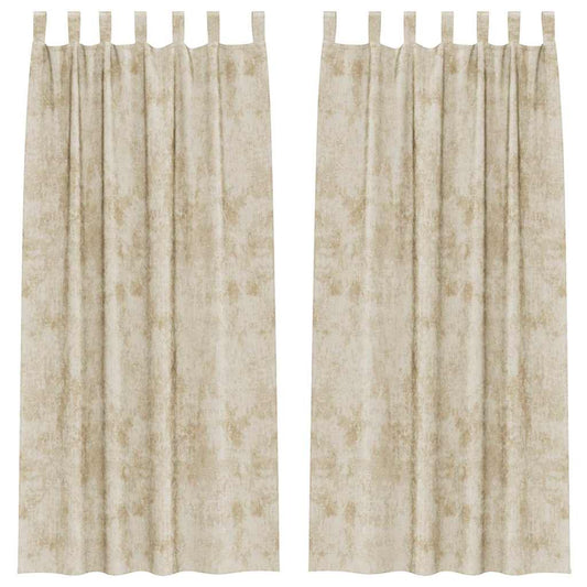 Vorhang mit Vorhängen 2 pcs Creme 225 x 140 cm Samt