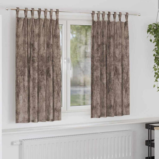 Vorhang mit Vorhängen 2 pcs Cappuccino 175 x 140 cm Samt