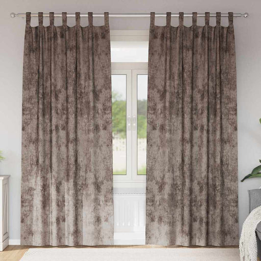 Vorhang mit Vorhängen 2 pcs Cappuccino 225 x 140 cm Samt