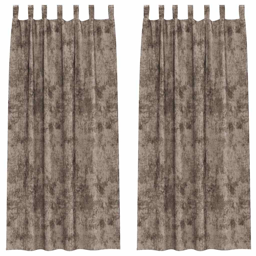 Vorhang mit Vorhängen 2 pcs Cappuccino 225 x 140 cm Samt