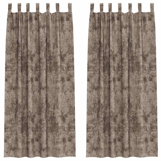 Vorhang mit Vorhängen 2 pcs Cappuccino 225 x 140 cm Samt