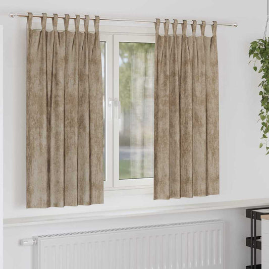 Vorhang mit Vorhängen 2 pcs Champagner 175 x 140 cm Samt