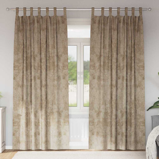 Vorhang mit Vorhängen 2 pcs Champagner 225 x 140 cm Samt
