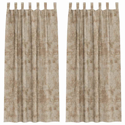 Vorhang mit Vorhängen 2 pcs Champagner 225 x 140 cm Samt
