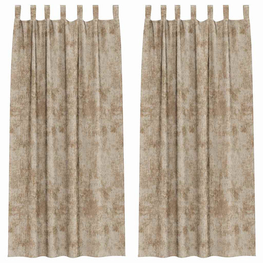Vorhang mit Vorhängen 2 pcs Champagner 225 x 140 cm Samt