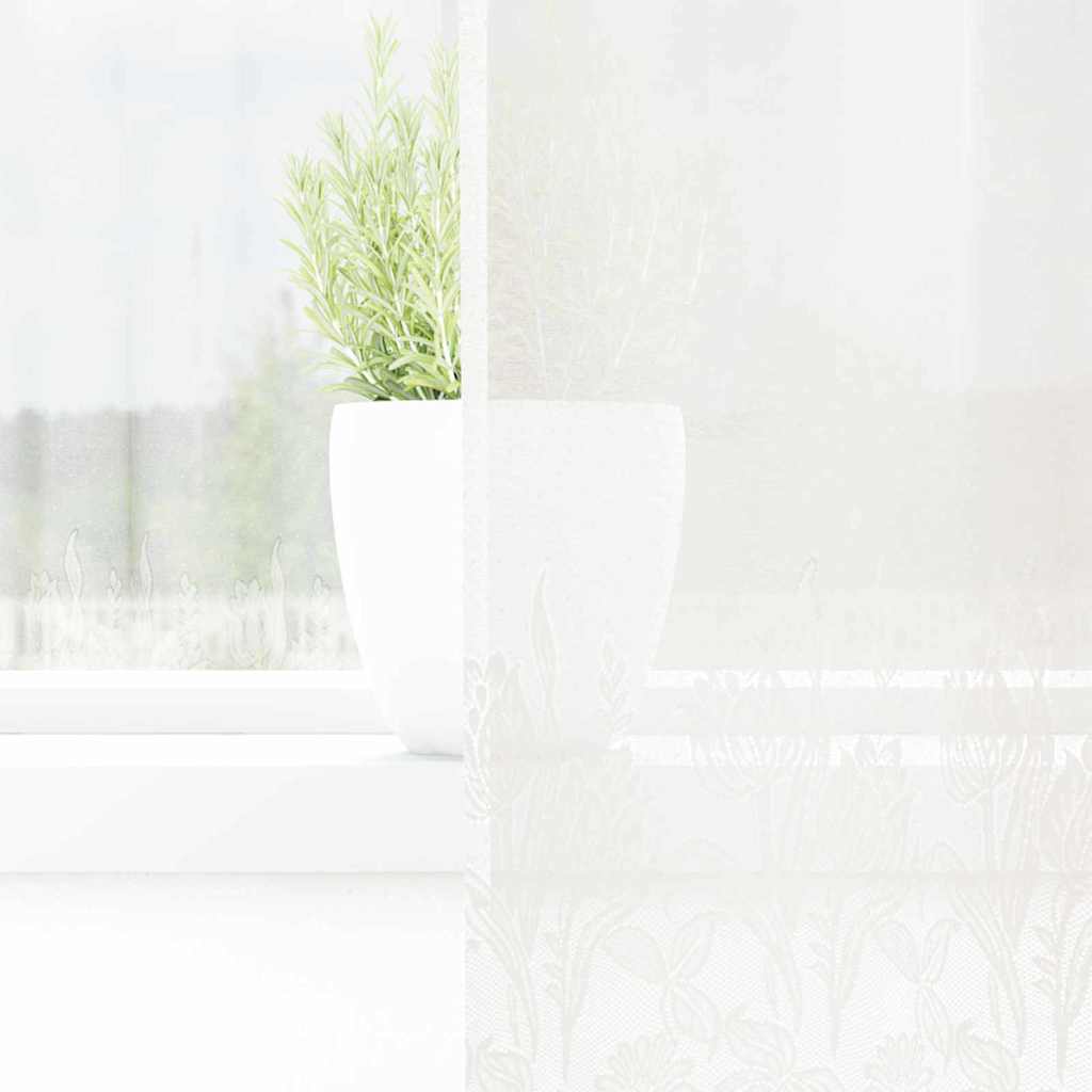 Spitzenvorhang mit Vorhängen Floral Weiß 260 x 150 cm Polyester