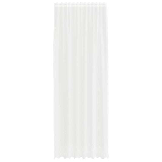 Spitzenvorhang mit Vorhängen Floral Weiß 260 x 150 cm Polyester
