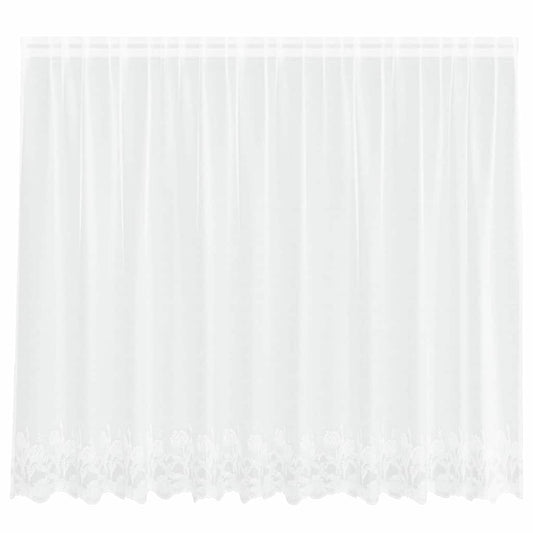 Spitzenvorhang mit Vorhängen Floral Weiß 180 x 300 cm Polyester