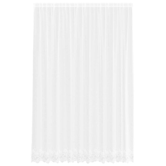 Spitzenvorhang mit Vorhängen Floral Weiß 300 x 300 cm Polyester