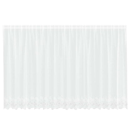 Spitzenvorhang mit Vorhängen Floral Weiß 180 x 400 cm Polyester