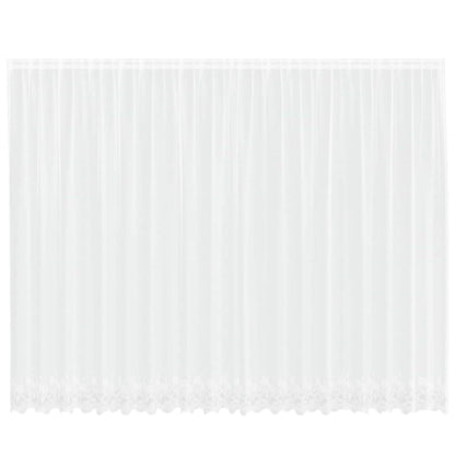 Spitzenvorhang mit Vorhängen Floral Weiß 220 x 500 cm Polyester