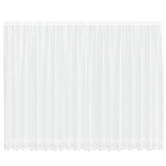 Spitzenvorhang mit Vorhängen Floral Weiß 220 x 500 cm Polyester