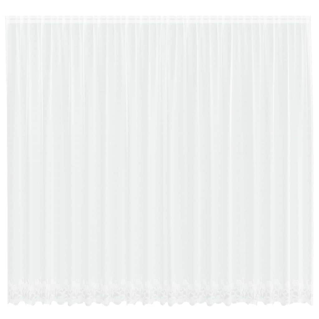 Spitzenvorhang mit Vorhängen Floral Weiß 300 x 500 cm Polyester
