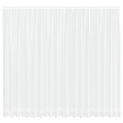 Spitzenvorhang mit Vorhängen Floral Weiß 300 x 500 cm Polyester
