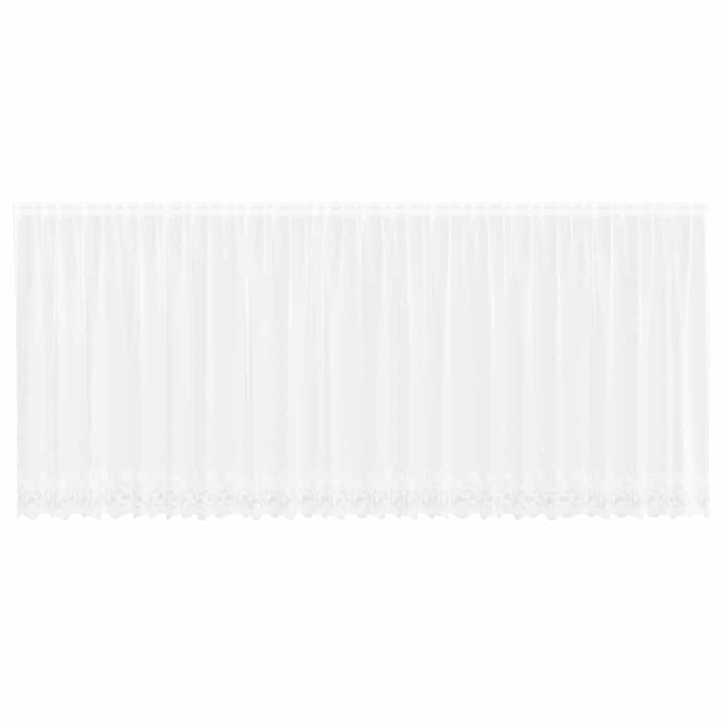 Spitzenvorhang mit Vorhängen Floral Weiß 160 x 600 cm Polyester