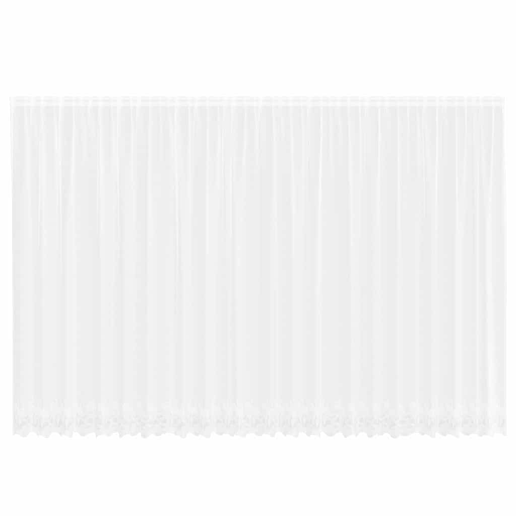 Spitzenvorhang mit Vorhängen Floral Weiß 245 x 600 cm Polyester