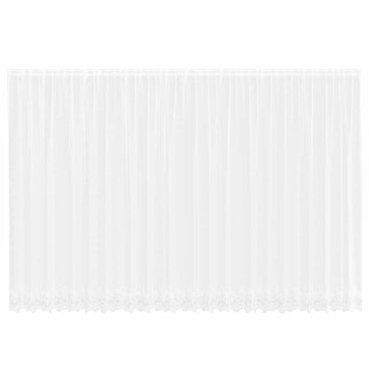 Spitzenvorhang mit Vorhängen Floral Weiß 245 x 600 cm Polyester