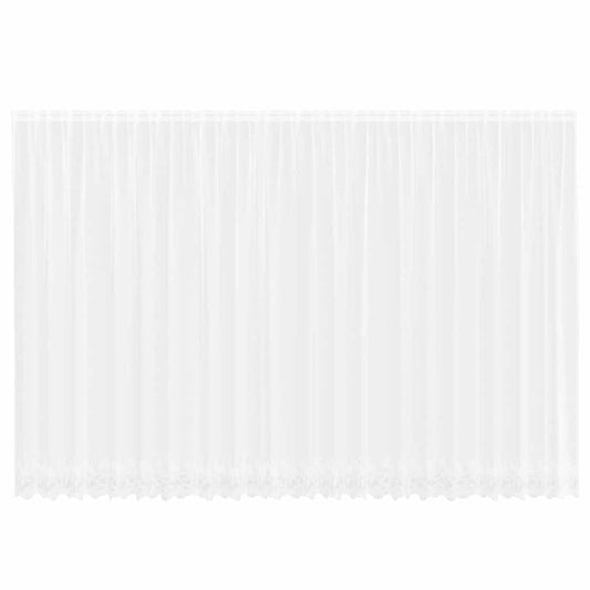 Spitzenvorhang mit Vorhängen Floral Weiß 245 x 600 cm Polyester