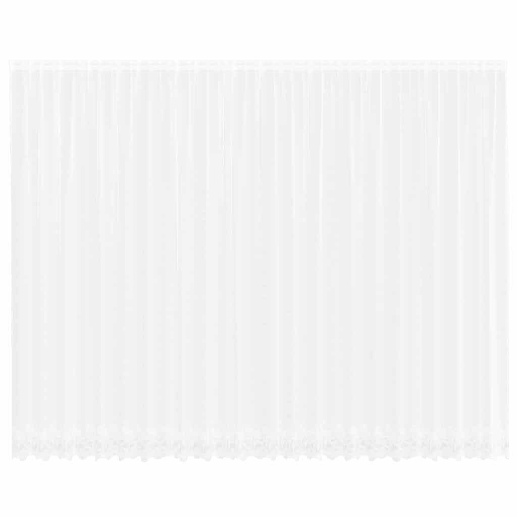 Spitzenvorhang mit Vorhängen Floral Weiß 300 x 600 cm Polyester