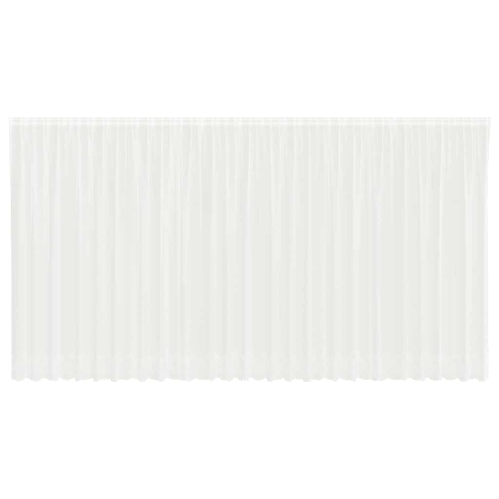 Spitzenvorhang mit Vorhängen Floral Weiß 245 x 750 cm Polyester
