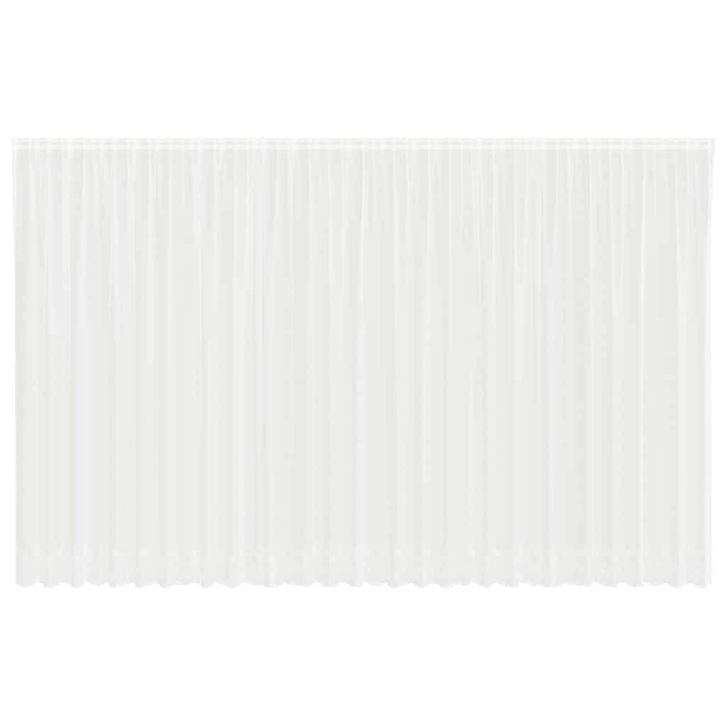 Spitzenvorhang mit Vorhängen Floral Weiß 280 x 750 cm Polyester