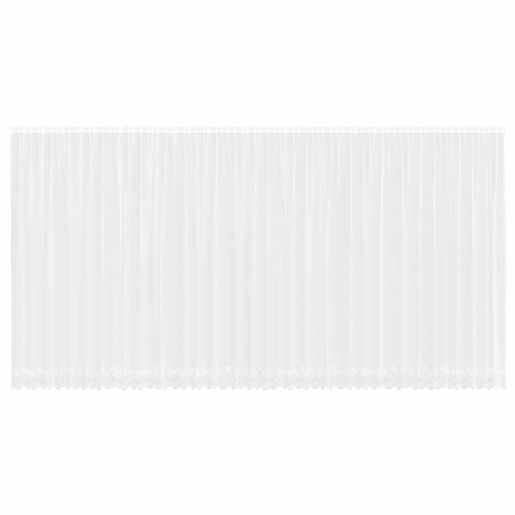 Spitzenvorhang mit Vorhängen Floral Weiß 300 x 900 cm Polyester