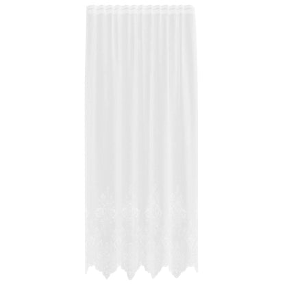 Spitzenvorhang mit Vorhängen Floral Weiß 200 x 150 cm Polyester