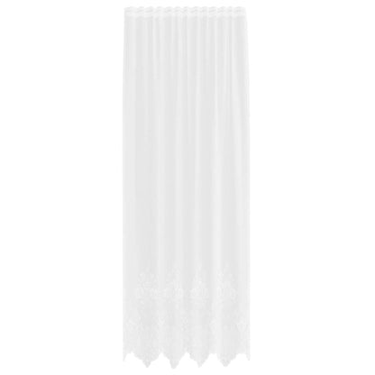 Spitzenvorhang mit Vorhängen Floral Weiß 280 x 150 cm Polyester