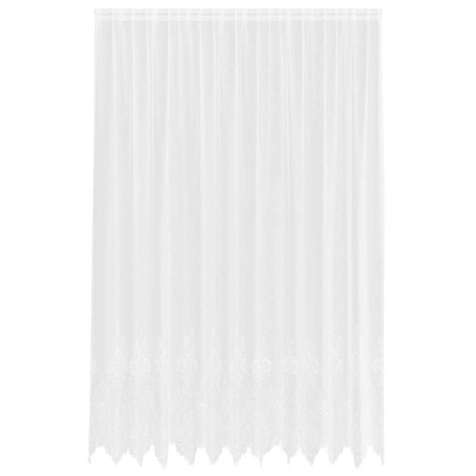 Spitzenvorhang mit Vorhängen Floral Weiß 300 x 300 cm Polyester