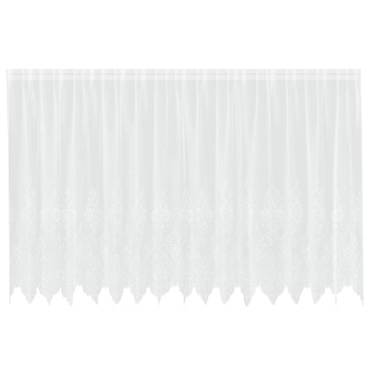 Spitzenvorhang mit Vorhängen Floral Weiß 180 x 400 cm Polyester