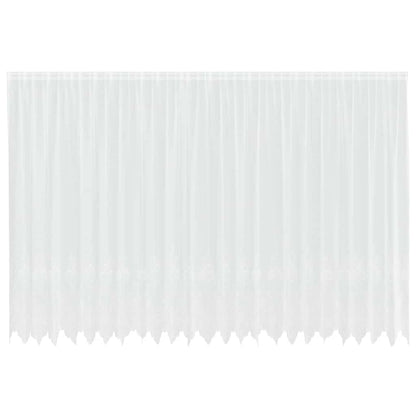 Spitzenvorhang mit Vorhängen Floral Weiß 220 x 600 cm Polyester