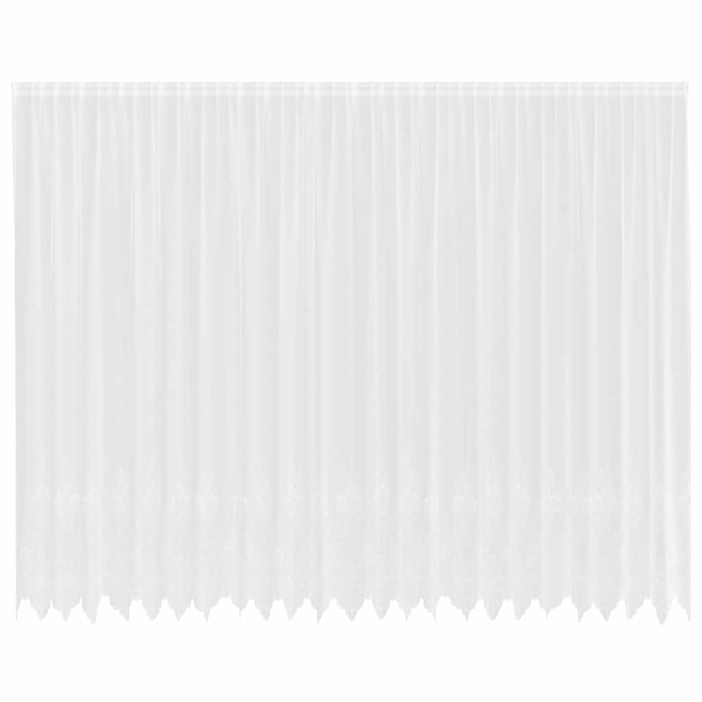 Spitzenvorhang mit Vorhängen Floral Weiß 280 x 600 cm Polyester