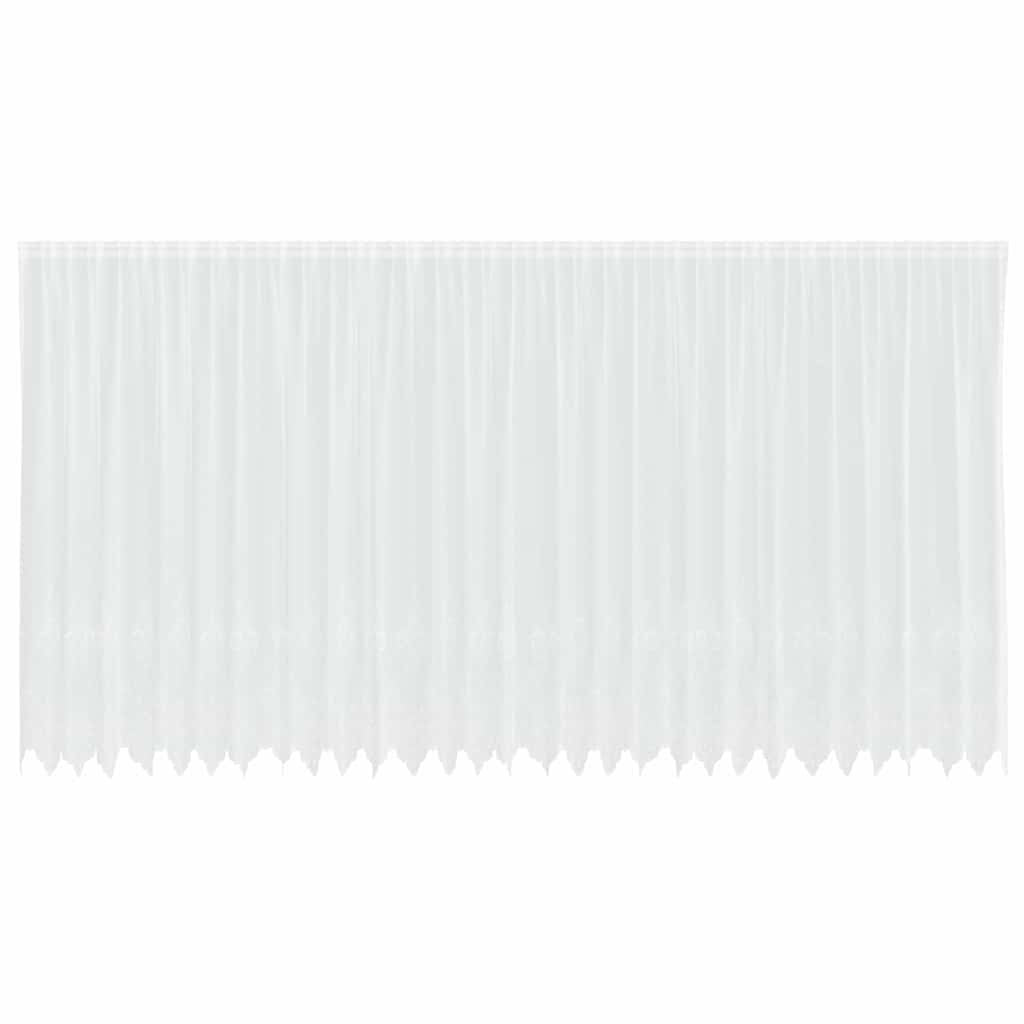 Spitzenvorhang mit Vorhängen Floral Weiß 220 x 750 cm Polyester