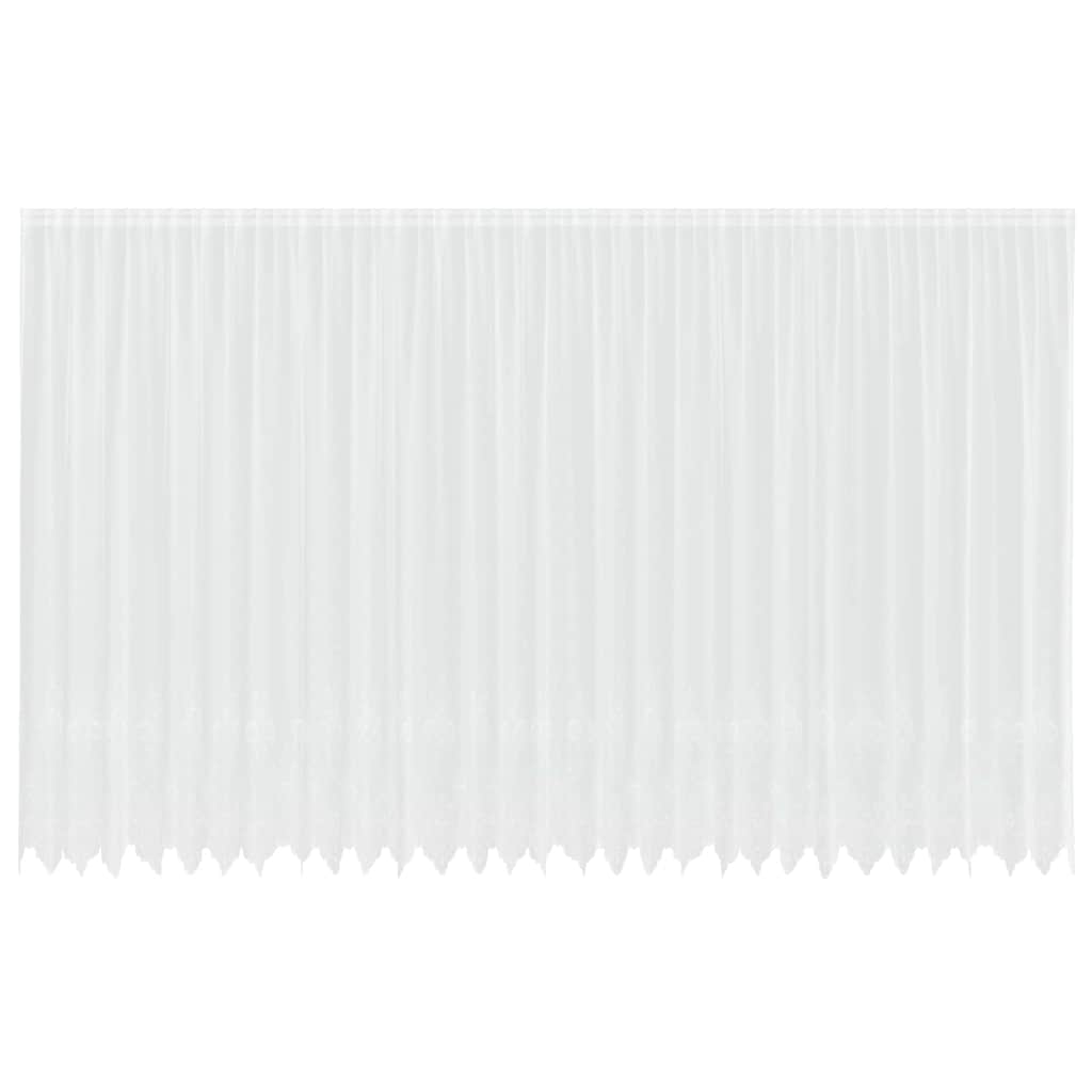 Spitzenvorhang mit Vorhängen Floral Weiß 280 x 750 cm Polyester