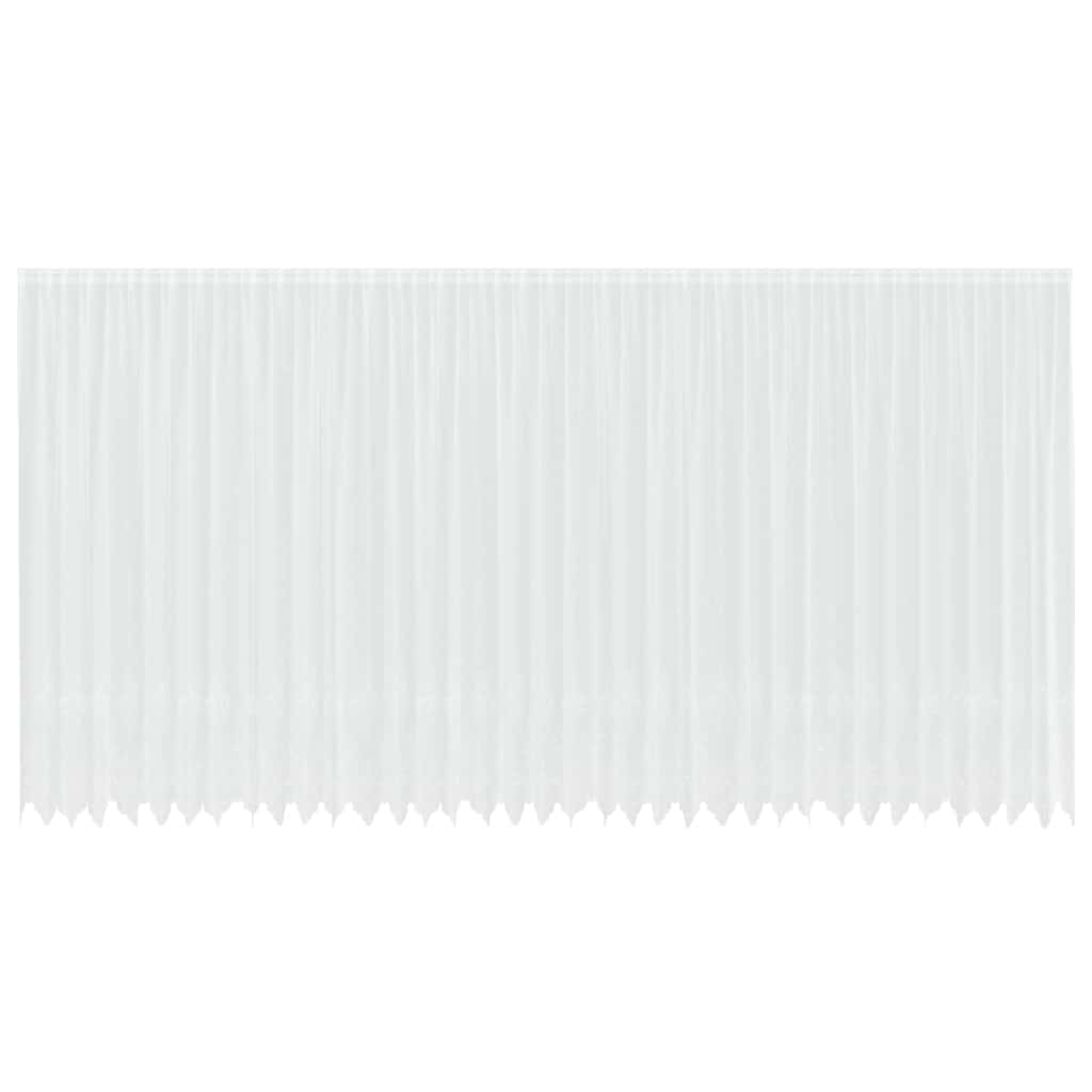 Spitzenvorhang mit Vorhängen Floral Weiß 300 x 900 cm Polyester