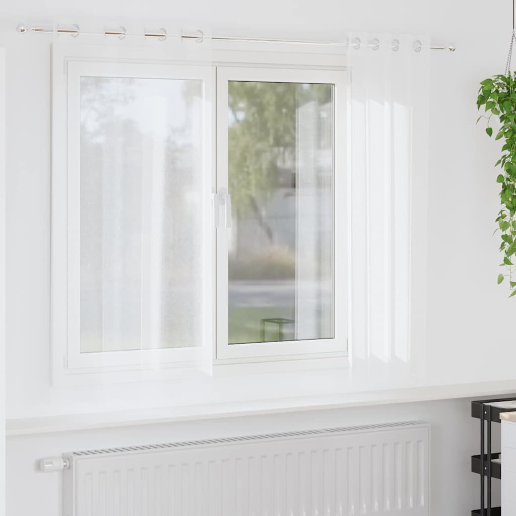 Voile-Vorhang mit Vorhängen 2 pcs Weiß 175 x 140 cm Polyester