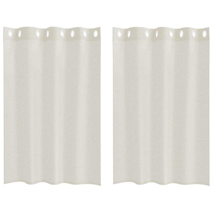 Voile-Vorhang mit Vorhängen 2 pcs Creme 140 x 140 cm Polyester